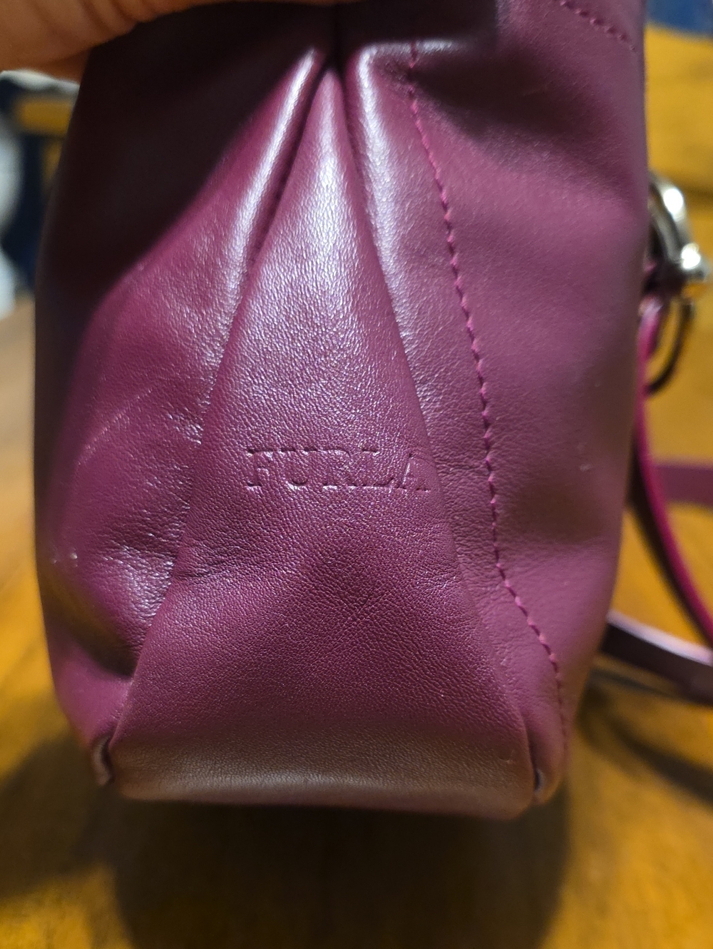 Low start Furla Vintage, Made in Italy, Burgundy Leather, XXth Century. IN EUC - Picture 8 of 15